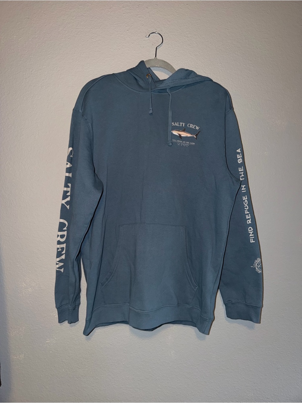 Salty Crew Men's Dusty Blue Hooded Pullover Sweatshirt